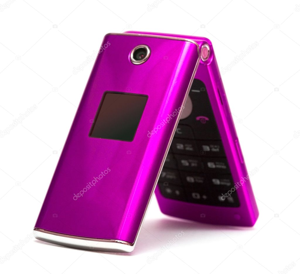 Mobile phone over white background