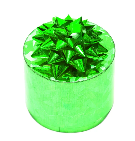 Caja de regalo con lazo verde — Foto de Stock