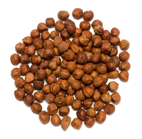 Many hazelnuts isolated Stock Image