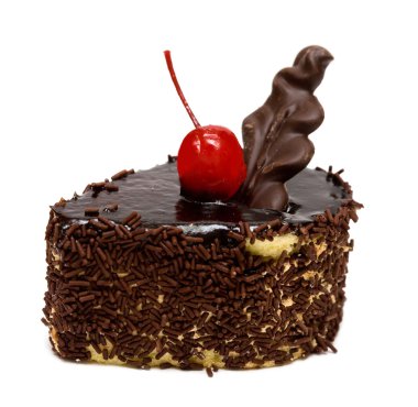 Chocolate cake with red cherry clipart