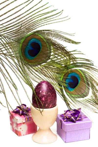 stock image Easter egg with eye of peacock