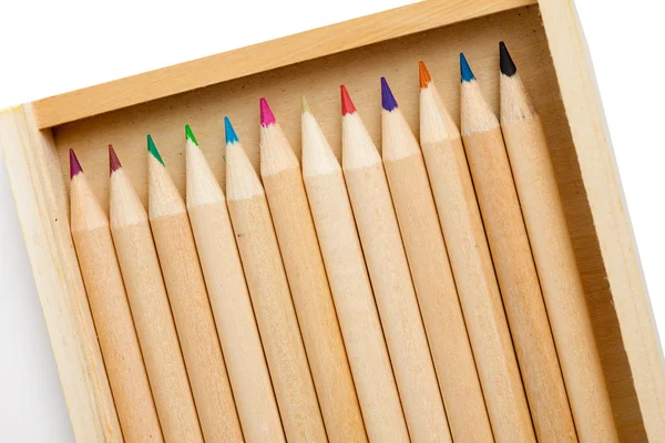 许多的争论，在白色背景的彩色的铅笔 — 图库照片