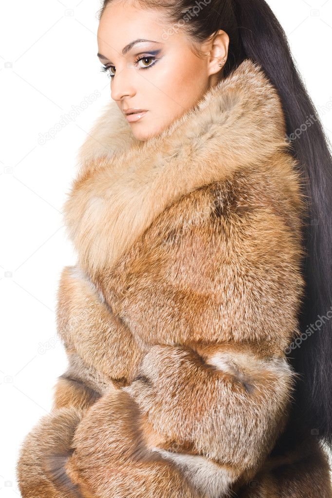 Beautiful woman in a fur coat
