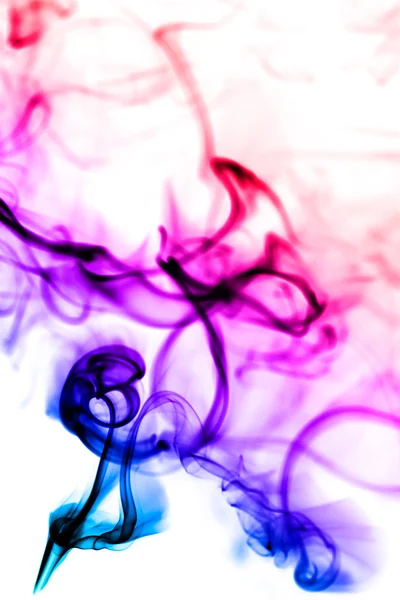 Blue and red smoke on white background — Stock Photo, Image