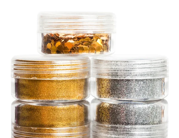 Decorative spangles are in a jar — Stock Photo, Image