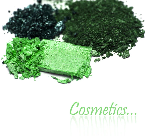 Grüne Make-up-Lidschatten auf Weiß — Stockfoto