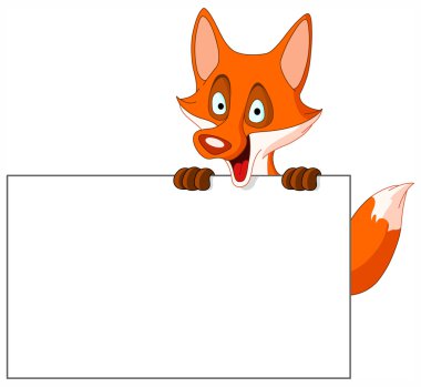 Fox with sign clipart