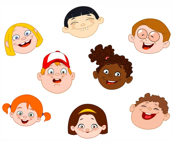 happy kids face clipart cartoon
