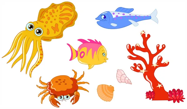 Sea creatures 2 — Stock Vector
