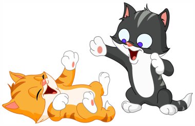 Kittens playing clipart