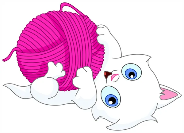 小猫与羊毛球 — 图库矢量图片