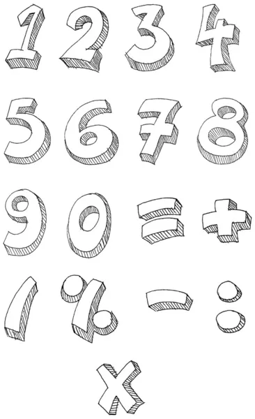 Numéros écrits à la main — Image vectorielle