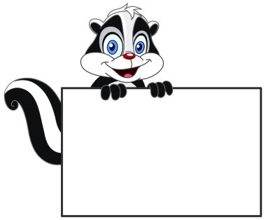 Skunk with sign clipart