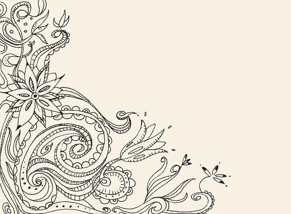 Carte florale doodle — Image vectorielle