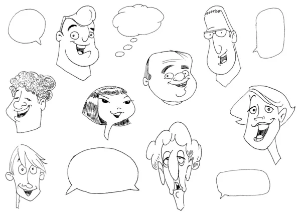 Doodles πρόσωπα — Διανυσματικό Αρχείο