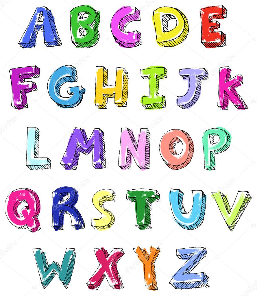 Colorful letters hand written