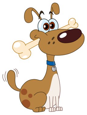 Dog with bone clipart