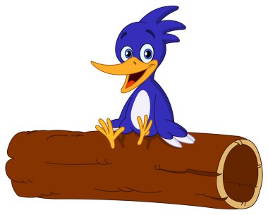 Bird on log clipart