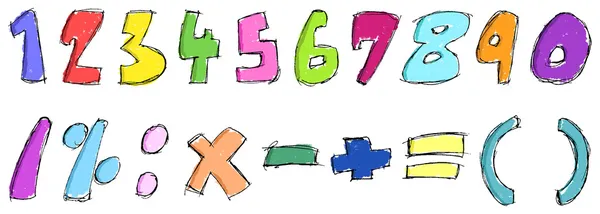 Colorful sketchy numbers — Stock Vector