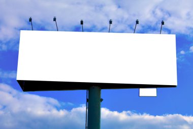 Blank big billboard over blue sky clipart