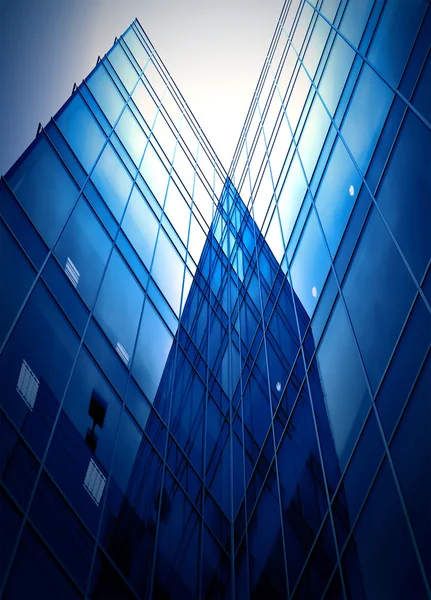 Glas silhouetten van wolkenkrabbers in de nacht — Stockfoto