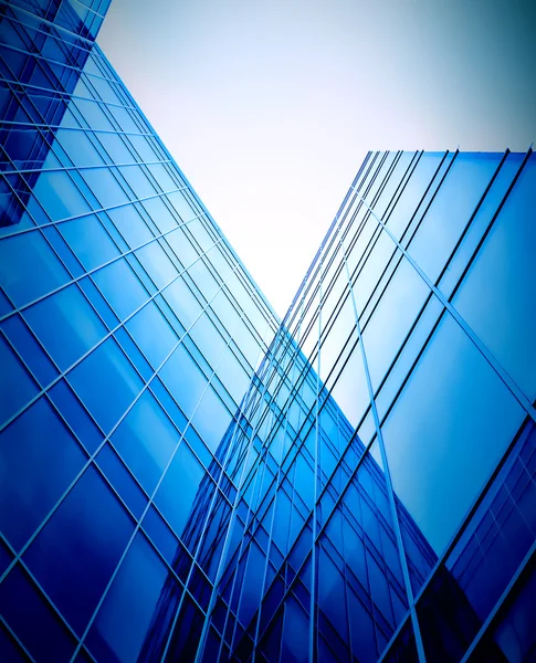 Tarde de cristal pared perspactiva de la construcción de negocios — Foto de Stock