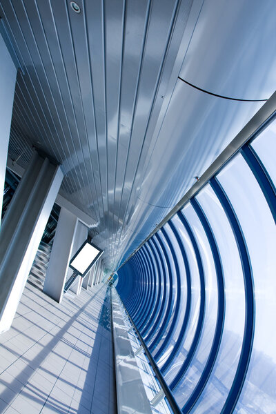 Futuristic corridor in airport