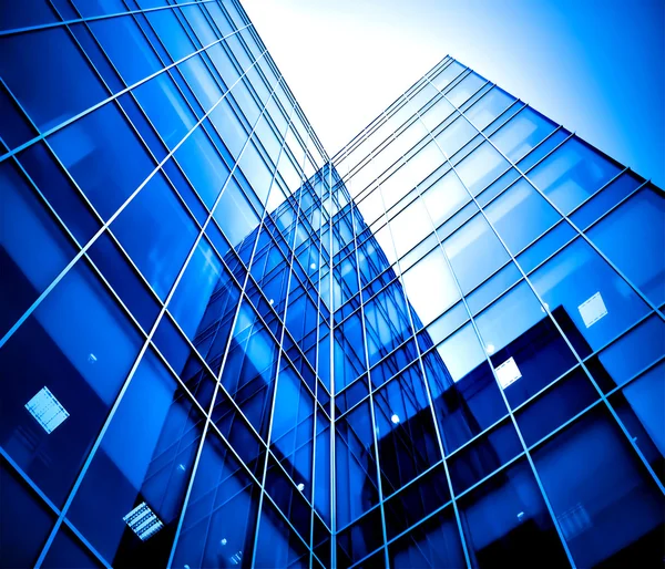 Blue abstract diagonal crop of modern office skyscraper — Stock Photo, Image