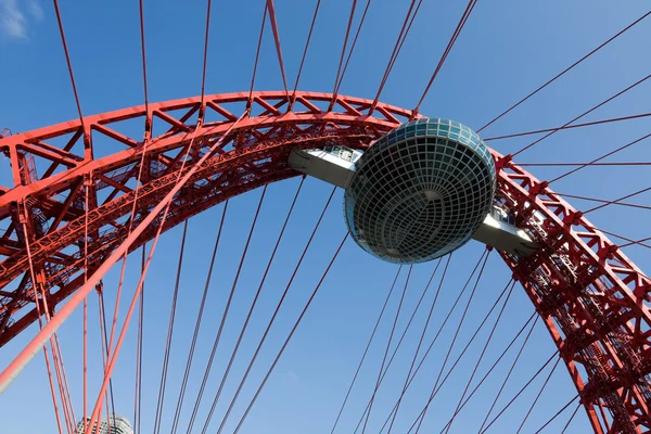 stock image Vivid red suspension bridge