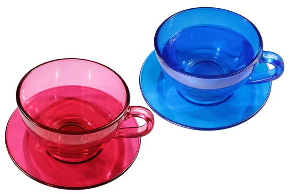Tazas de té rojas y azules . — Foto de Stock