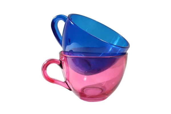 Rote und blaue Teetassen. — Stockfoto