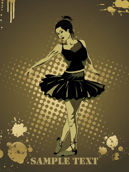 Girl in black dress dancing — Stock Vector
