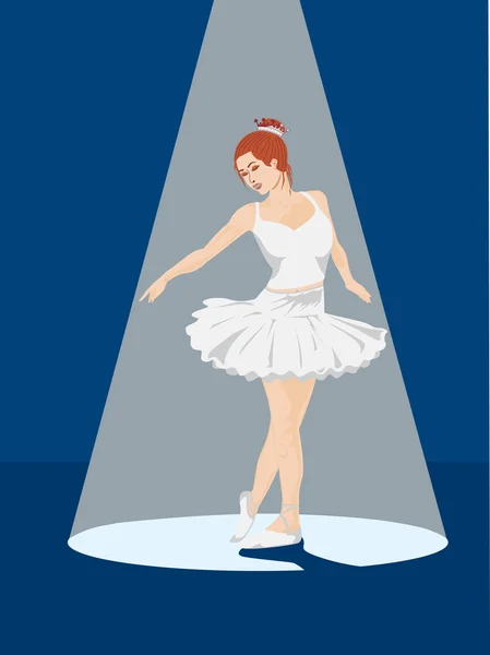 Girl in nice white dress dancing — Stok Vektör