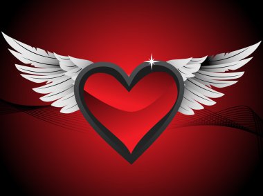 Glossy hearts with wings clipart