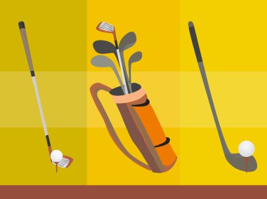 Golf bag with several clubs clipart