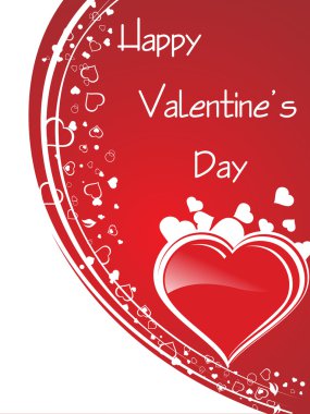 Happy Valentines Day with glossy heart clipart