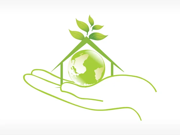 全球绿色的房子中 — 图库矢量图片
