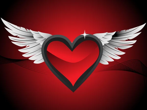 Lesklé srdce s křídly — Stockový vektor