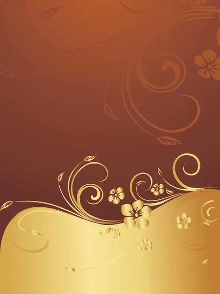 Gouden en bruine floral achtergrond — Stockvector