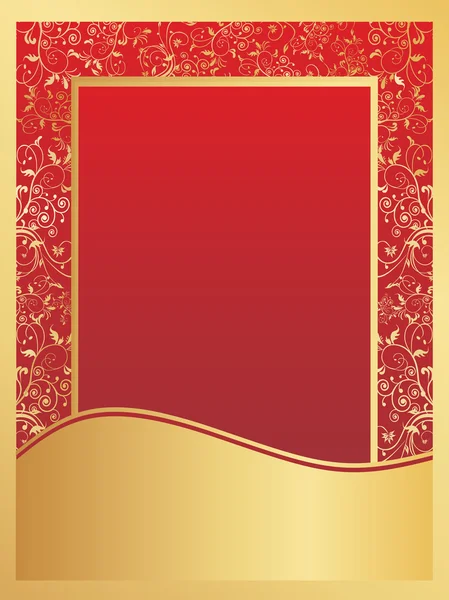 Papier peint floral doré et rouge — Image vectorielle