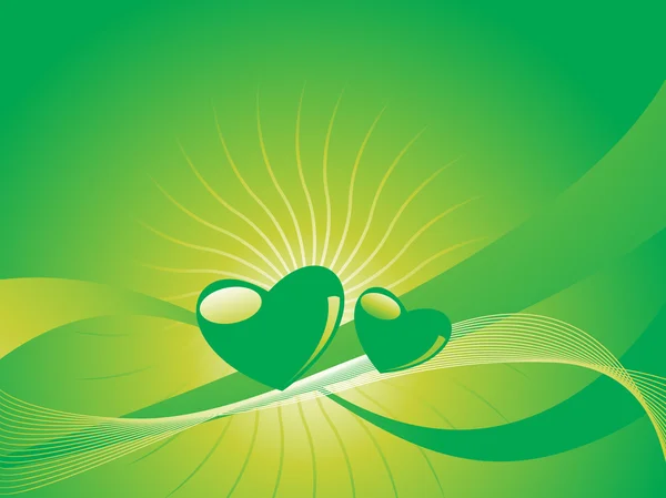 Gröna hjärta på bakgrund — Stock vektor