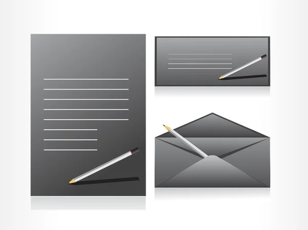 Grijze envelop met pencile en brief — Stockvector