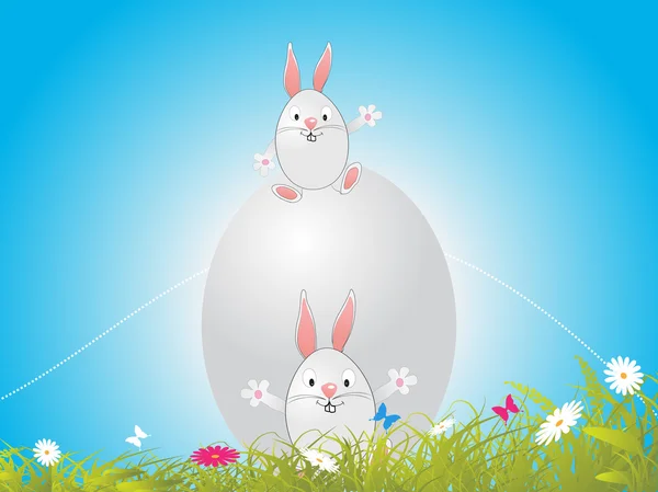 Boldog húsvéti tojás és a gyep — Stock Vector