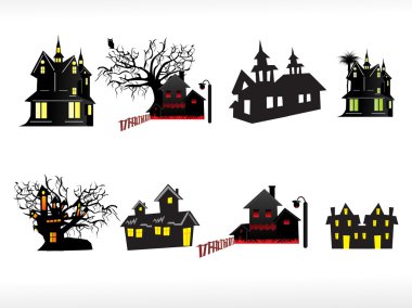 Vector set of halloween house clipart