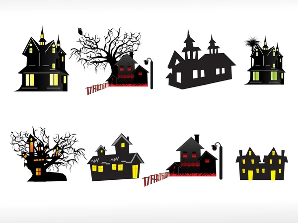 Векторный набор дома на Хэллоуин — стоковый вектор