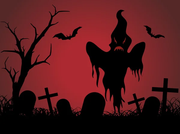 Dia das bruxas cemitério fundo —  Vetores de Stock
