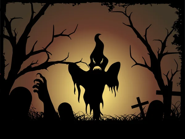 Halloween cmentarz tło — Wektor stockowy