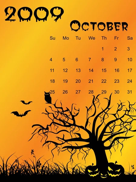 Calendrier de fond Halloween — Image vectorielle