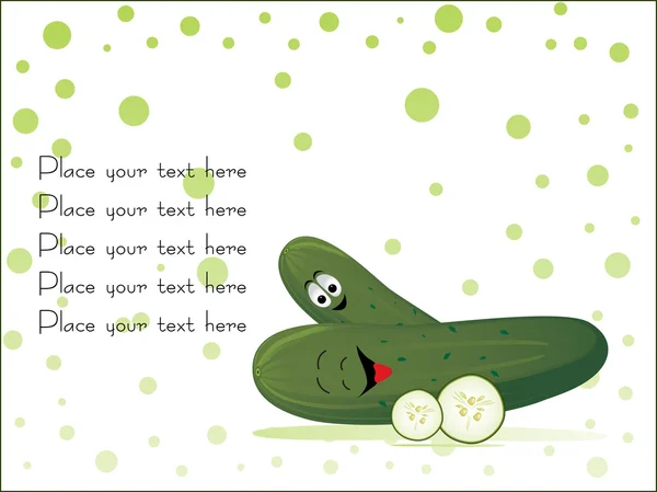 Concombre vert avec sa tranche, vecteur — Image vectorielle