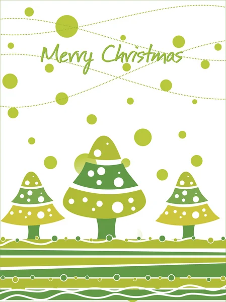 緑のクリスマス ツリーと雪の結晶 — ストックベクタ